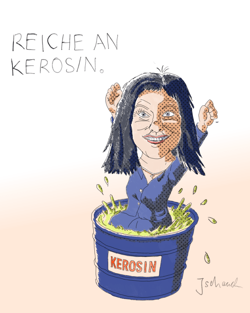 Reiche an Kerosin, inspiriert von Wirtschaftsministerin Katherina Reiche.